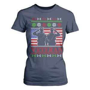 Christmas Veteran T Shirt For Women Soldier America Flag Patriotic TS09 Navy Print Your Wear
