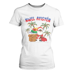 Funny Haitian Christmas T Shirt For Women Nwel Ayisen Creole Santa Palm Tree TS09 White Print Your Wear