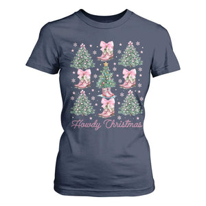 Howdy Christmas T Shirt For Women Coquette Christmas Tree Cowgirl TS09 Navy Print Your Wear