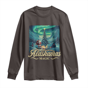 Xmas In Alaska Long Sleeve Shirt Alaskamas Magic Aurora Santa TS09 Dark Chocolate Print Your Wear