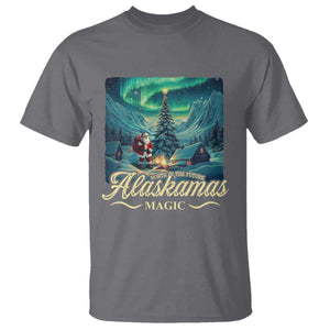Xmas In Alaska T Shirt Alaskamas Magic Aurora Santa TS09 Charcoal Print Your Wear