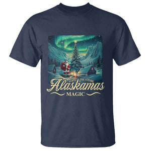 Xmas In Alaska T Shirt Alaskamas Magic Aurora Santa TS09 Navy Print Your Wear
