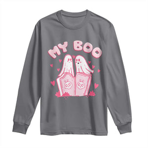 Valentine's Day Long Sleeve Shirt My Boo Cute Lover Couple Ghost TS09 Charcoal Print Your Wear