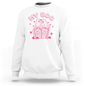 Valentine's Day Sweatshirt My Boo Cute Lover Couple Ghost TS09 White Printyourwear