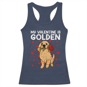 Valentine's Day Racerback Tank Top My Valentine Is Golden Retriever Cute Pet Dog Rose TS09 Navy Print Your Wear