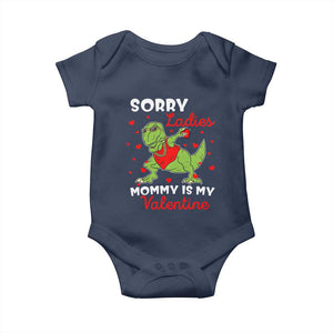 Sorry Ladies Mommy Is My Valentine Baby Onesie Funny Dabbing Dinosaur Stealing Heart TS09 Navy Print Your Wear