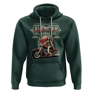 Motorcycle Rider Hoodie Navite American Indian Legendary Retro Biker TS09 Dark Forest Green Printyourwear