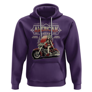 Motorcycle Rider Hoodie Navite American Indian Legendary Retro Biker TS09 Purple Printyourwear