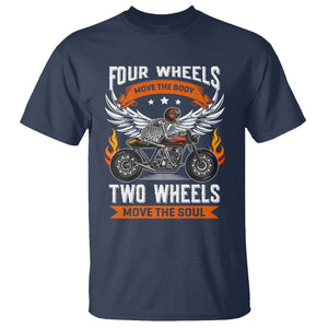 Motorcycle Rider T Shirt Four Wheels Mover The Body Two Wheels Move The Soul TS09 Navy Printyourwear