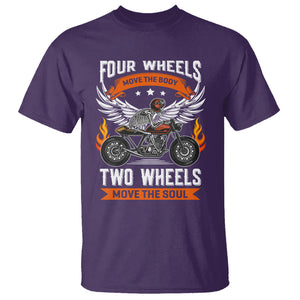 Motorcycle Rider T Shirt Four Wheels Mover The Body Two Wheels Move The Soul TS09 Purple Printyourwear