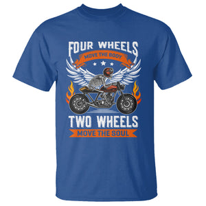 Motorcycle Rider T Shirt Four Wheels Mover The Body Two Wheels Move The Soul TS09 Royal Blue Printyourwear