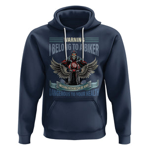 Motorcycle Rider Hoodie I Belong To A Biker Messing With Me Can Be Very Dangerous TS09 Navy Printyourwear