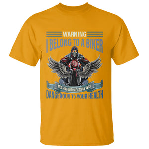 Motorcycle Rider T Shirt I Belong To A Biker Messing With Me Can Be Very Dangerous TS09 Gold Printyourwear