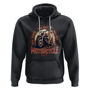 Real Women Ride Men Who Ride Motorcycles Retro Rider Lady Hoodie TS09 Black Printyourwear