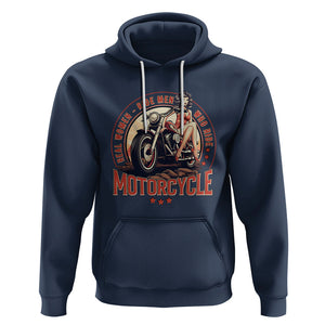 Real Women Ride Men Who Ride Motorcycles Retro Rider Lady Hoodie TS09 Navy Printyourwear