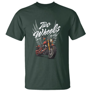 Motorcycle Rider T Shirt Four Wheels Mover The Body Two Wheels Move The Soul TS09 Dark Forest Green Printyourwear