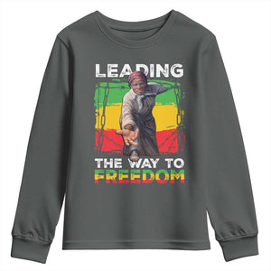Harriet Tubman Youth Sweatshirt Leading The Way To Freedom Black History TS09 Dark Heather Print Your Wear