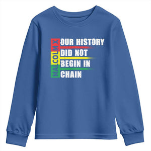 Malcolm X Youth Sweatshirt Our History Did Not Begin In Chains TS09 Royal Blue Print Your Wear