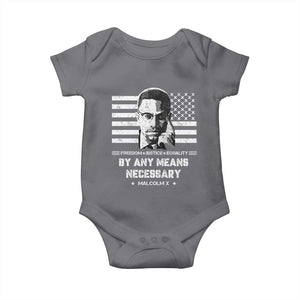 Malcolm X Baby Onesie By Any Means Necessary American Flag TS09 Charcoal Print Your Wear