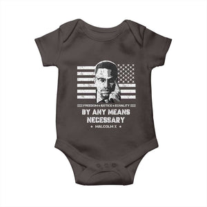 Malcolm X Baby Onesie By Any Means Necessary American Flag TS09 Dark Chocolate Print Your Wear