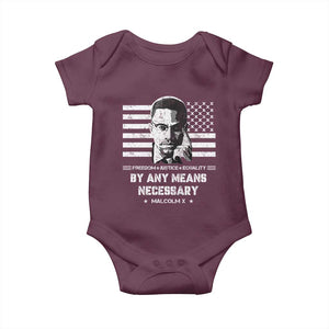 Malcolm X Baby Onesie By Any Means Necessary American Flag TS09 Maroon Print Your Wear