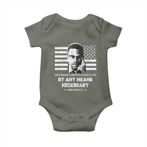 Malcolm X Baby Onesie By Any Means Necessary American Flag TS09 Military Green Print Your Wear
