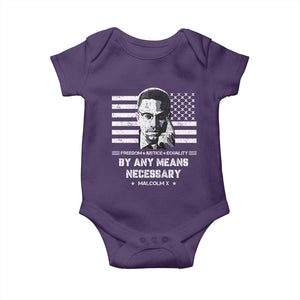 Malcolm X Baby Onesie By Any Means Necessary American Flag TS09 Purple Print Your Wear