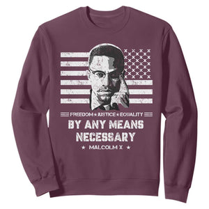 Malcolm X Sweatshirt By Any Means Necessary American Flag TS09 Maroon Print Your Wear