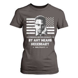 Malcolm X T Shirt For Women By Any Means Necessary American Flag TS09 Dark Chocolate Print Your Wear