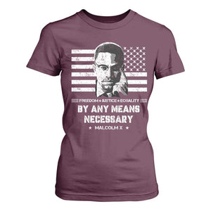 Malcolm X T Shirt For Women By Any Means Necessary American Flag TS09 Maroon Print Your Wear