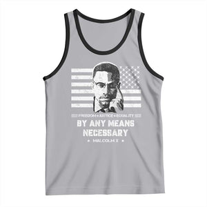 Malcolm X Tank Top By Any Means Necessary American Flag TS09 Athletic Heather Black Print Your Wear