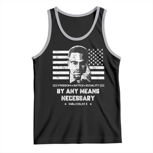 Malcolm X Tank Top By Any Means Necessary American Flag TS09 Black Athletic Heather Print Your Wear