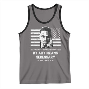 Malcolm X Tank Top By Any Means Necessary American Flag TS09 Deep Heather Black Print Your Wear