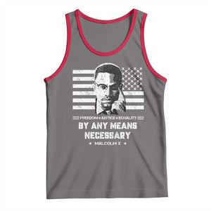 Malcolm X Tank Top By Any Means Necessary American Flag TS09 Deep Heather Red Print Your Wear