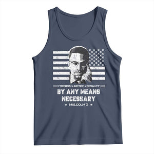Malcolm X Tank Top By Any Means Necessary American Flag TS09 Navy Print Your Wear