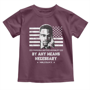 Malcolm X Toddler T Shirt By Any Means Necessary American Flag TS09 Maroon Print Your Wear