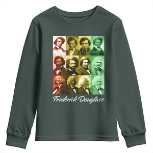 Life Of Frederick Douglass Youth Sweatshirt Black History Month TS09 Dark Forest Green Print Your Wear