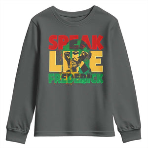 Speak Like Frederick Douglass Youth Sweatshirt Black History Month TS09 Dark Heather Print Your Wear