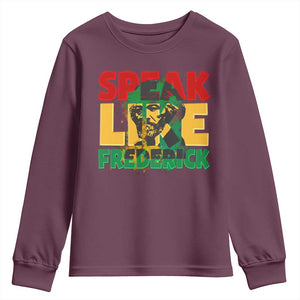 Speak Like Frederick Douglass Youth Sweatshirt Black History Month TS09 Maroon Print Your Wear