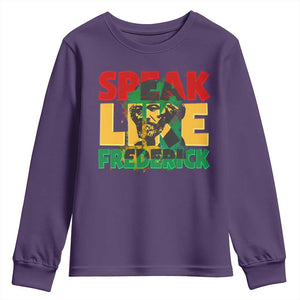 Speak Like Frederick Douglass Youth Sweatshirt Black History Month TS09 Purple Print Your Wear
