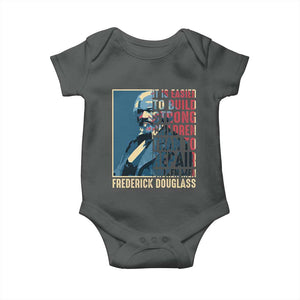 Frederick Douglass Baby Onesie It Is Easier To Build Strong Children Than To Repair Broken Men BHM TS09 Dark Heather Print Your Wear