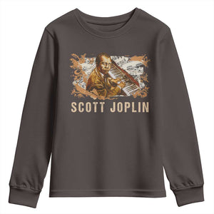 Scott Joplin Youth Sweatshirt Afro Classical Music Composer Black History TS09 Dark Chocolate Print Your Wear