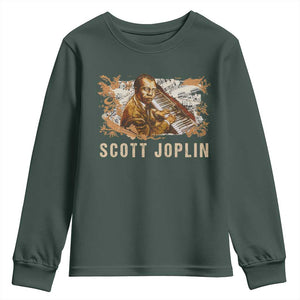 Scott Joplin Youth Sweatshirt Afro Classical Music Composer Black History TS09 Dark Forest Green Print Your Wear
