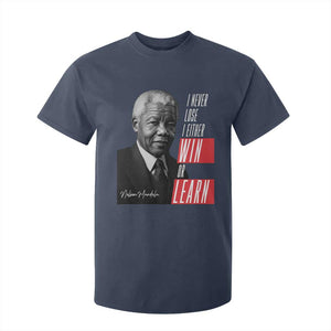 Nelson Mandela's Motivational T Shirt For Kid I Never Lose I Either Win Or Learn TS09 Navy Print Your Wear