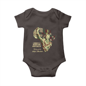 Nelson Mandela Baby Onesie A Winner Is A Dreamer Who Never Gives Up TS09 Dark Chocolate Print Your Wear