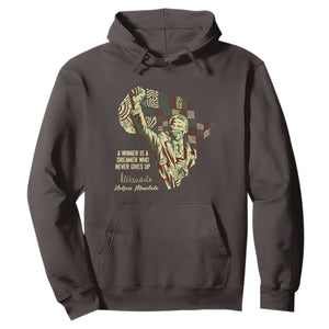Nelson Mandela Hoodie A Winner Is A Dreamer Who Never Gives Up TS09 Dark Chocolate Print Your Wear