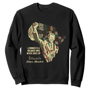 Nelson Mandela Sweatshirt A Winner Is A Dreamer Who Never Gives Up TS09 Black Print Your Wear