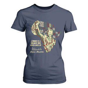 Nelson Mandela T Shirt For Women A Winner Is A Dreamer Who Never Gives Up TS09 Navy Print Your Wear