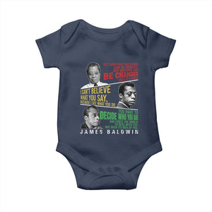 James Baldwin Baby Onesie Famous Quotes Nothing Can Be Changed Until It Is Faced TS09 Navy Print Your Wear