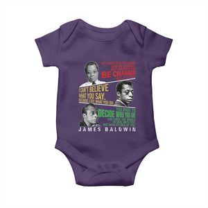 James Baldwin Baby Onesie Famous Quotes Nothing Can Be Changed Until It Is Faced TS09 Purple Print Your Wear